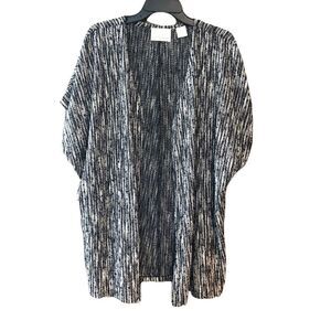 Nanavatee S/M Black White Batwing Knit Oversized Slouchy Sweater Open Cardigan